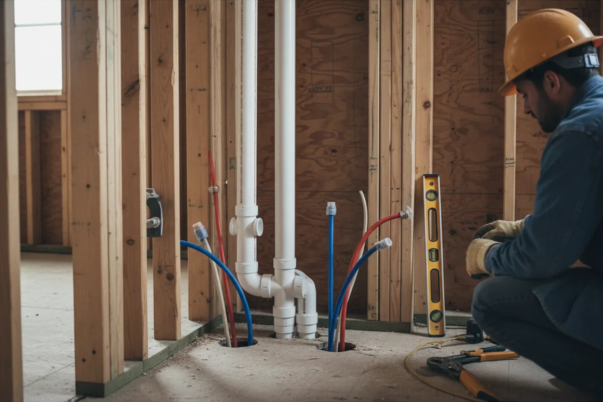 Drain and supply rough-in during Leak Detection in Vernon